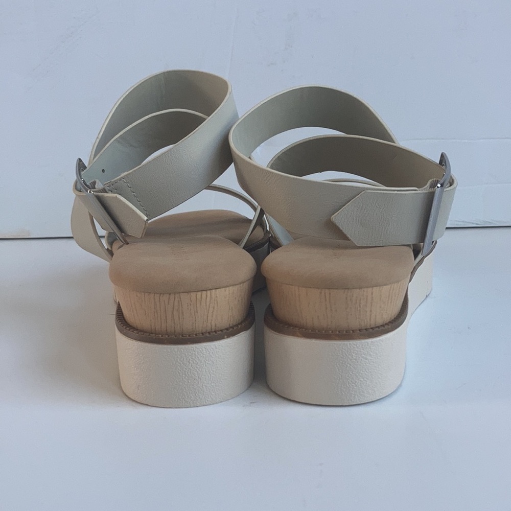 Eleanor Bamboo neutral wrap sandal cream colored buckle - Picture 9 of 13